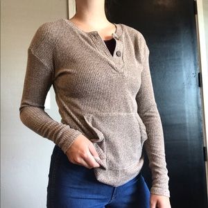Tan 3 button long sleeve
